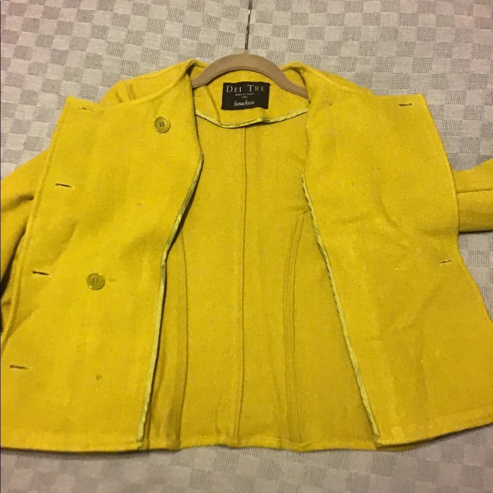 Dei Tre Pea Coat Jacket Sz S Chartreuse View 5